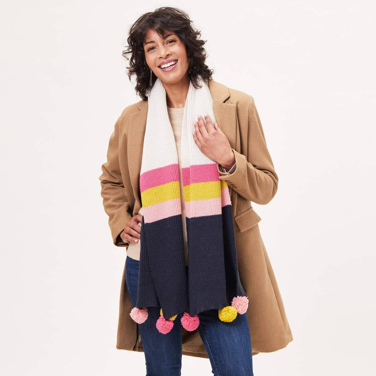 Piccadilly Navy Pink Stripe Scarf