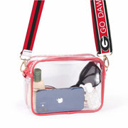 Gameday Bridget Clear Purse with Reversible Patterned Shoulder Straps