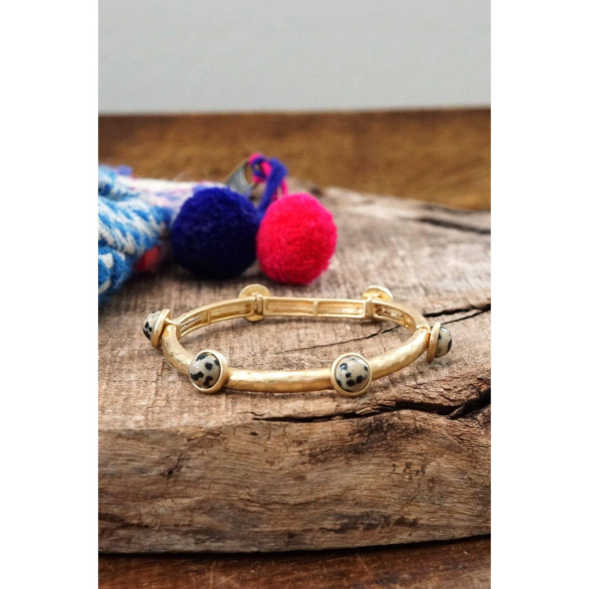 Jeweled Hammered Bangle