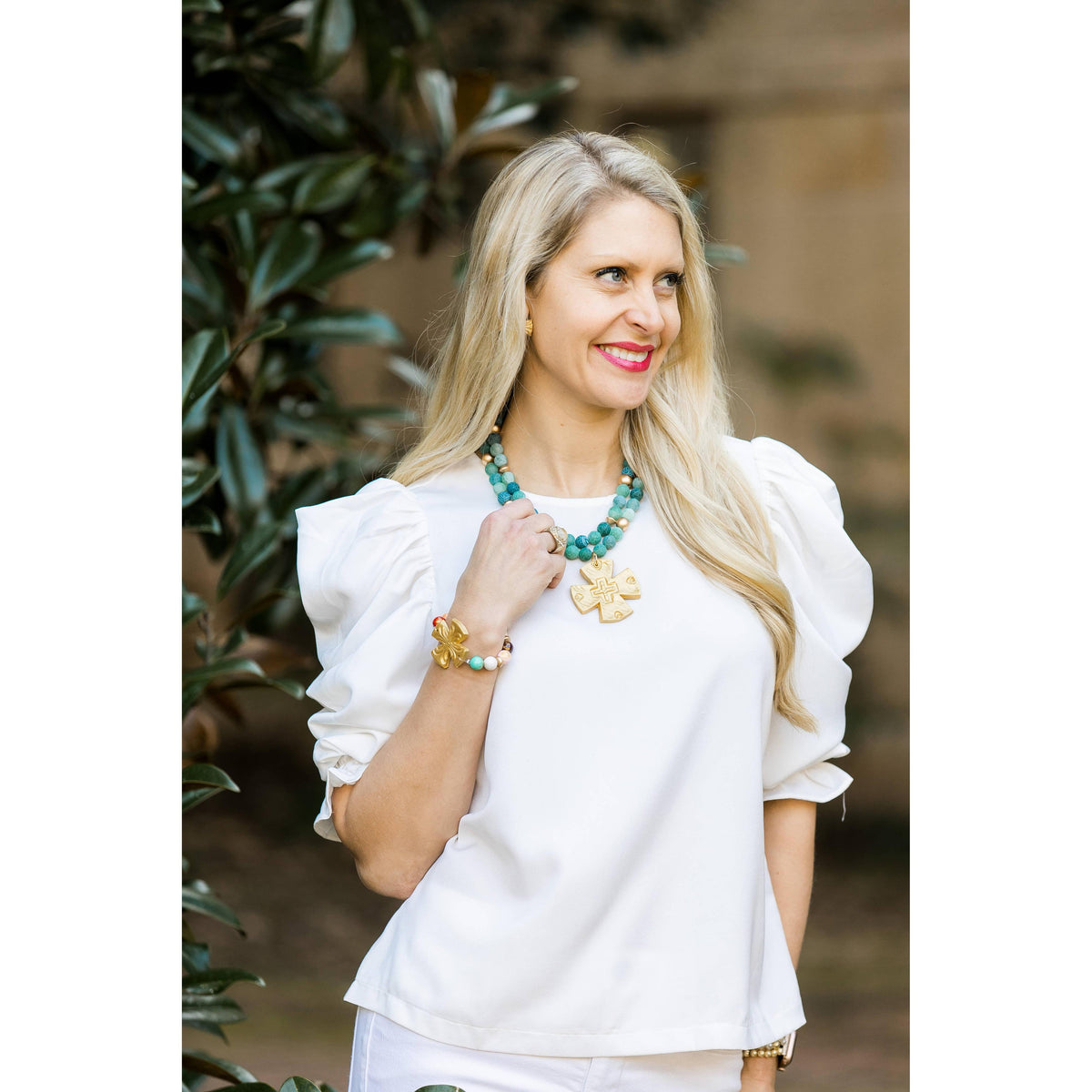 Multicolored Jade with Friendship Cross Bracelet