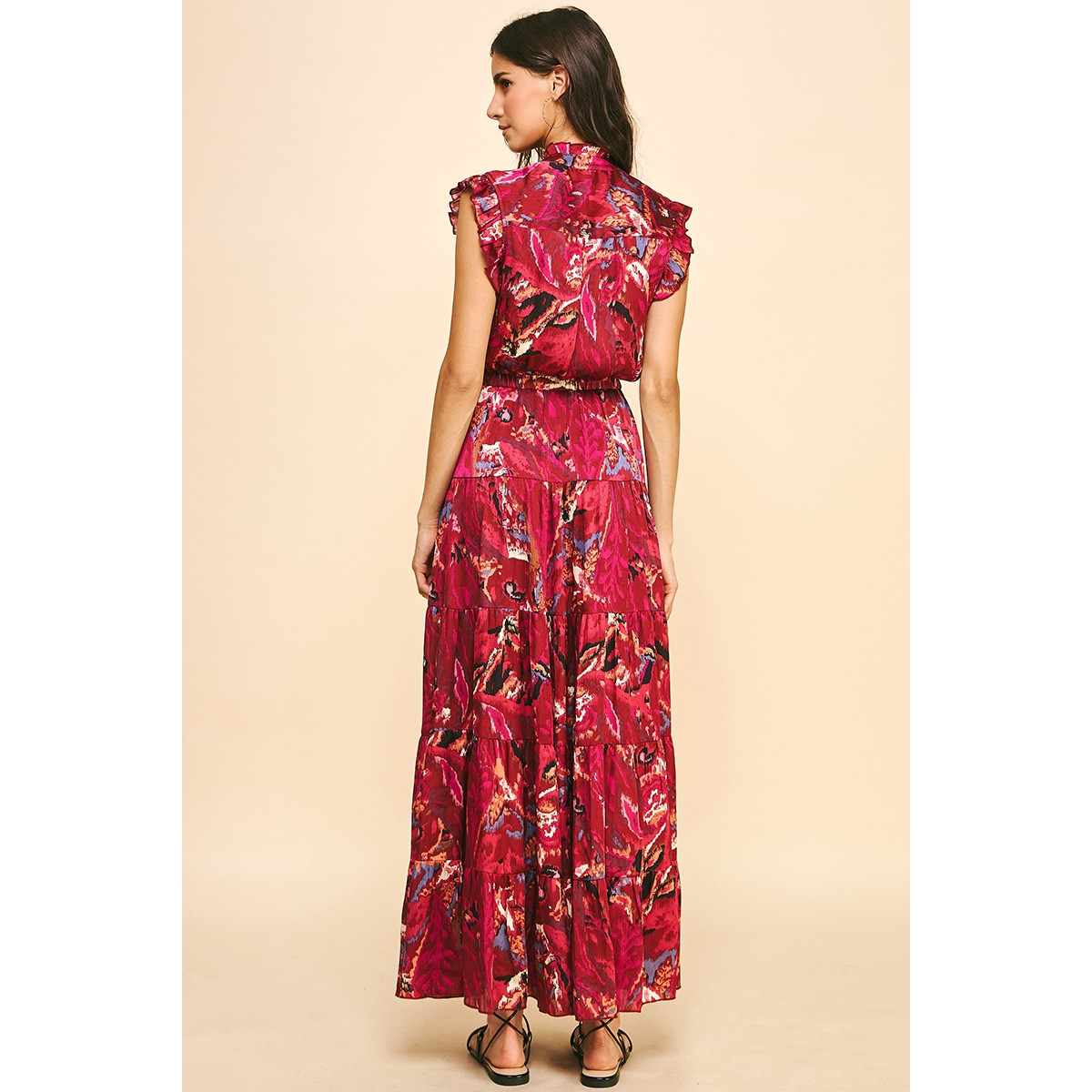 Satin Print Maxi Dress