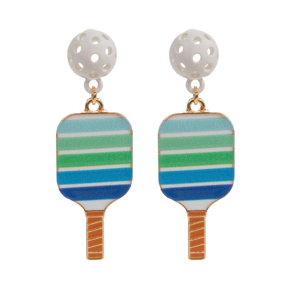 Sports Pickleball Enamel Titanium Post Earrings