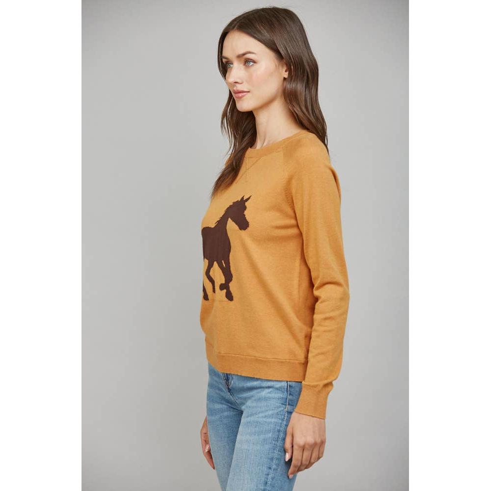Horse Intarsia Knit Crew Neck Sweater