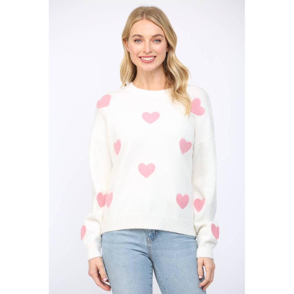 Heart Applique Crew Sweater