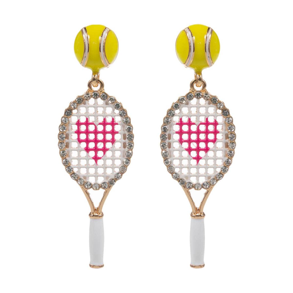 Gameday Tennis Racquet Enamel Post Earrings
