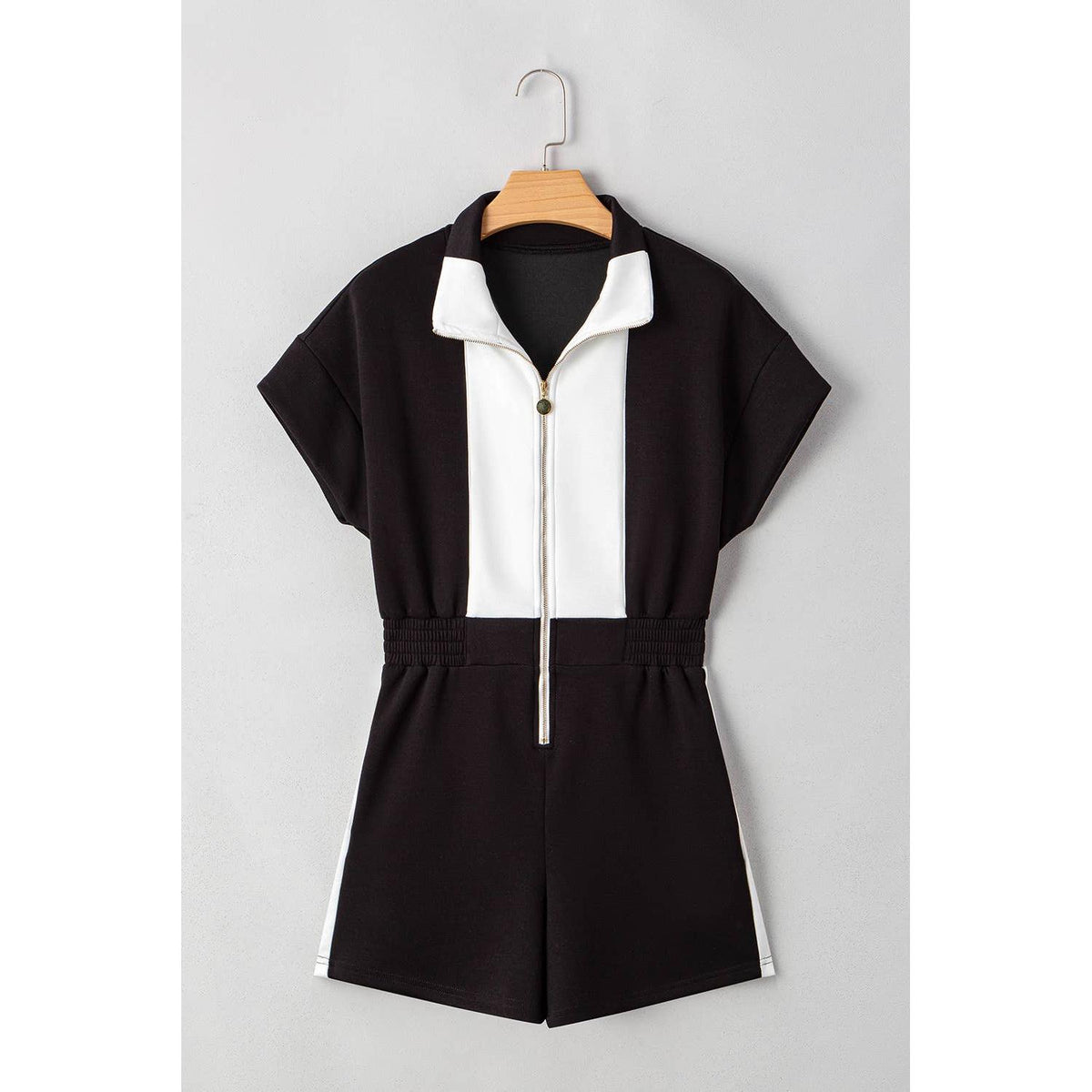 Zelda Contrast Collar Zip Front Romper