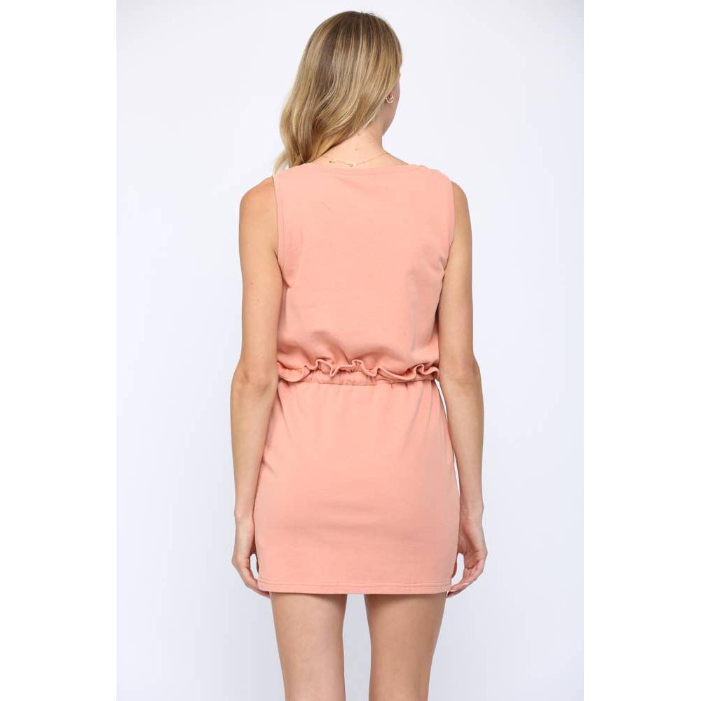 Elastic Waist Sleeveless Terry Dress