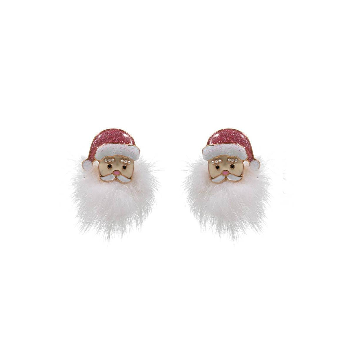 Christmas Santa Fur Post Earrings
