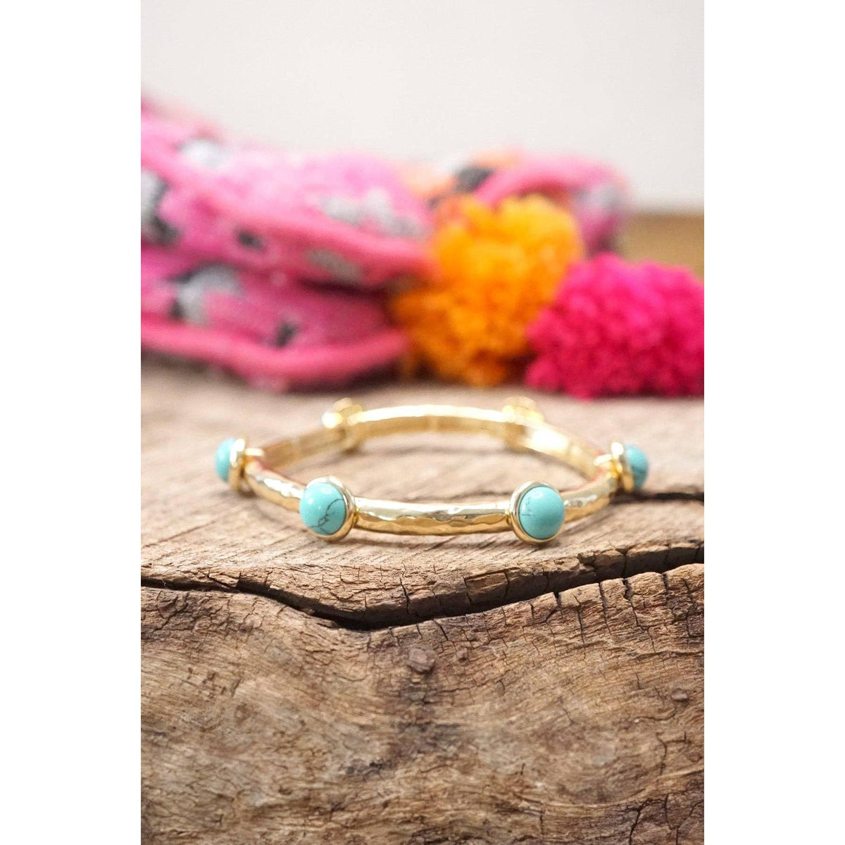 Jeweled Hammered Bangle