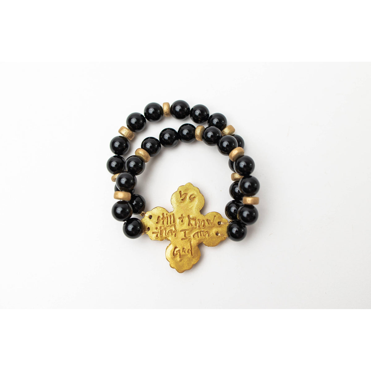 Black Onyx Double with Andrea Cross Bracelet