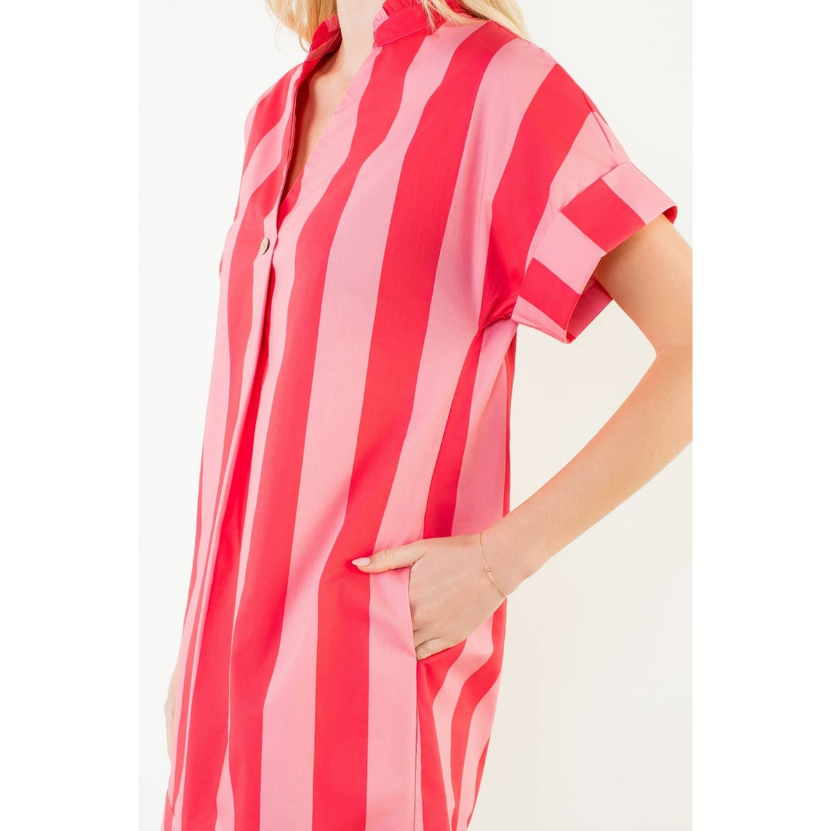 April Striped V-Neck Dress