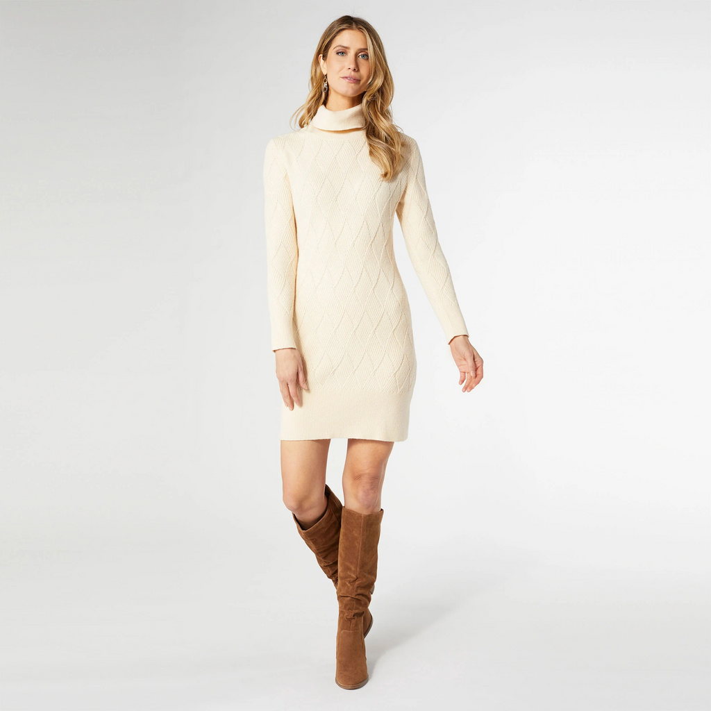 Catalina Roll Neck Sweater Dress Cream / S/M