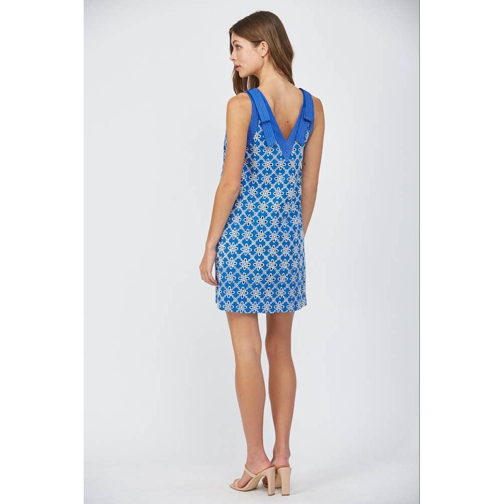 Sleeveless Bow Strap Eyelet Dress