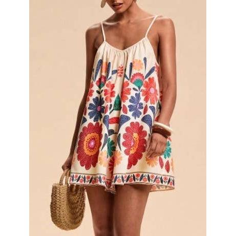 Boho Floral Spaghetti Strap Romper
