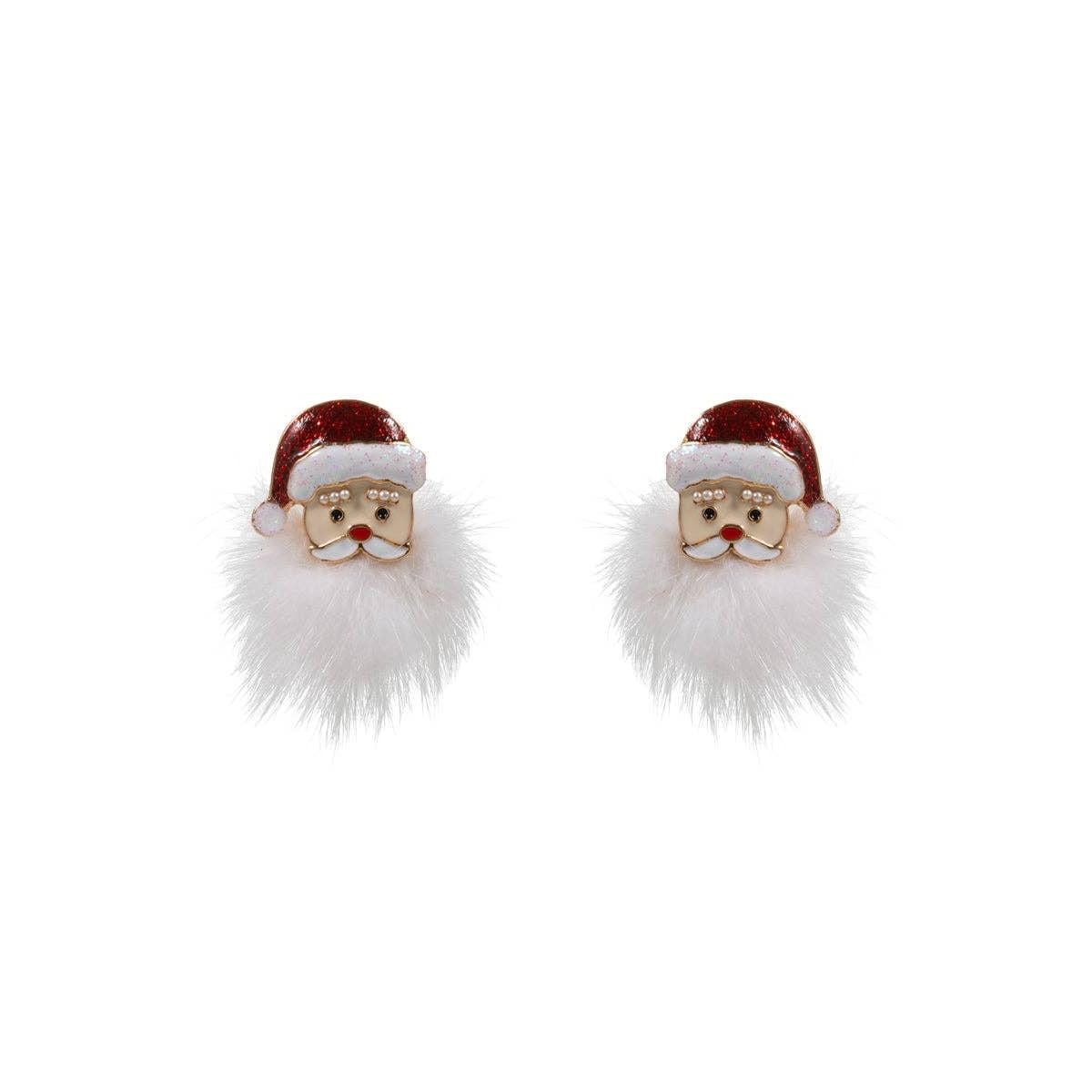 Christmas Santa Fur Post Earrings