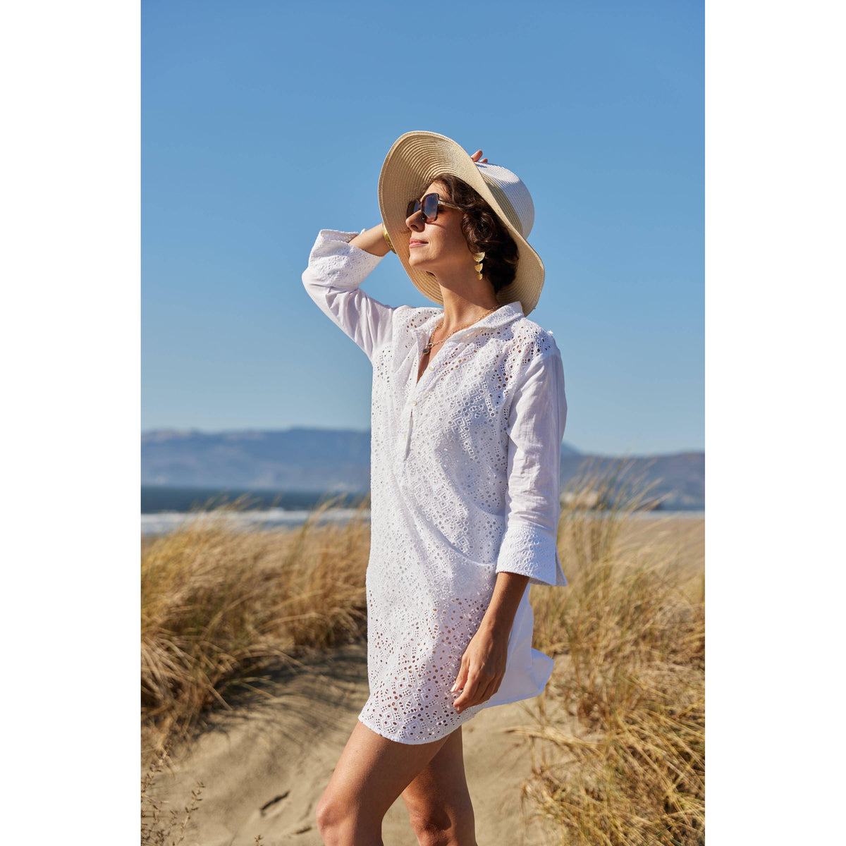 White Eyelet Beach Shirt