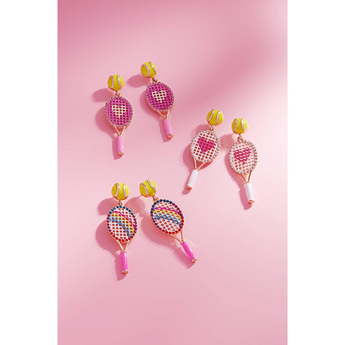 Gameday Tennis Racquet Enamel Post Earrings