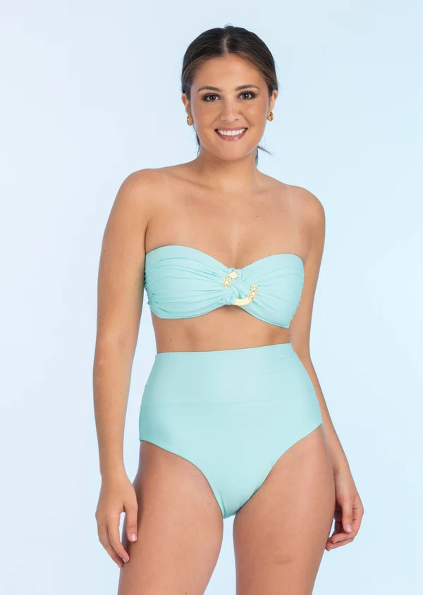 Sea Glass Twist Bandeau Top with Hardware