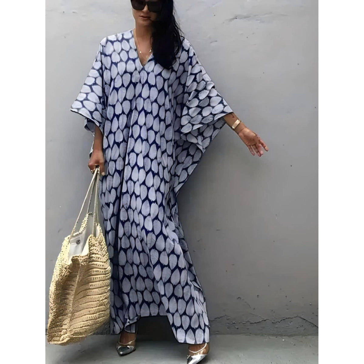 Boho Leaf Print Caftan