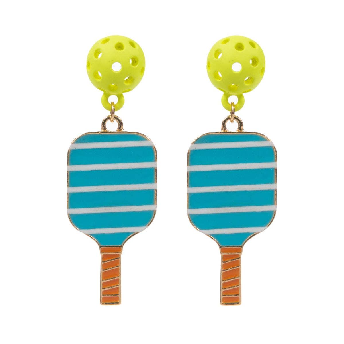 Sports Pickleball Enamel with Pattern Post Earrings