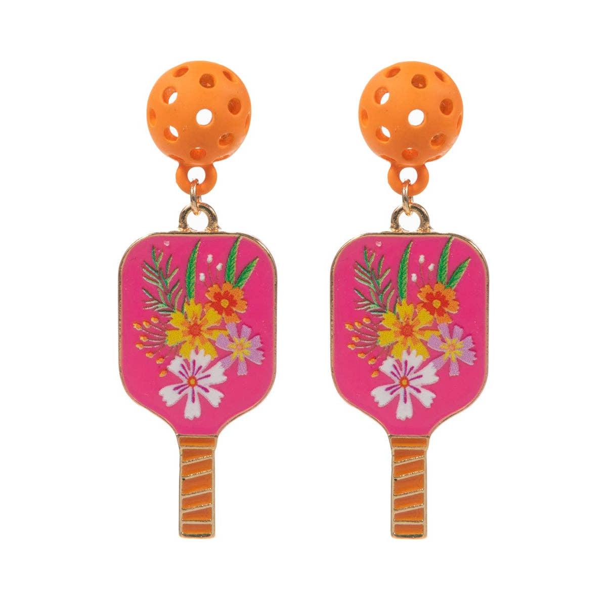 Sports Pickleball Enamel with Pattern Post Earrings