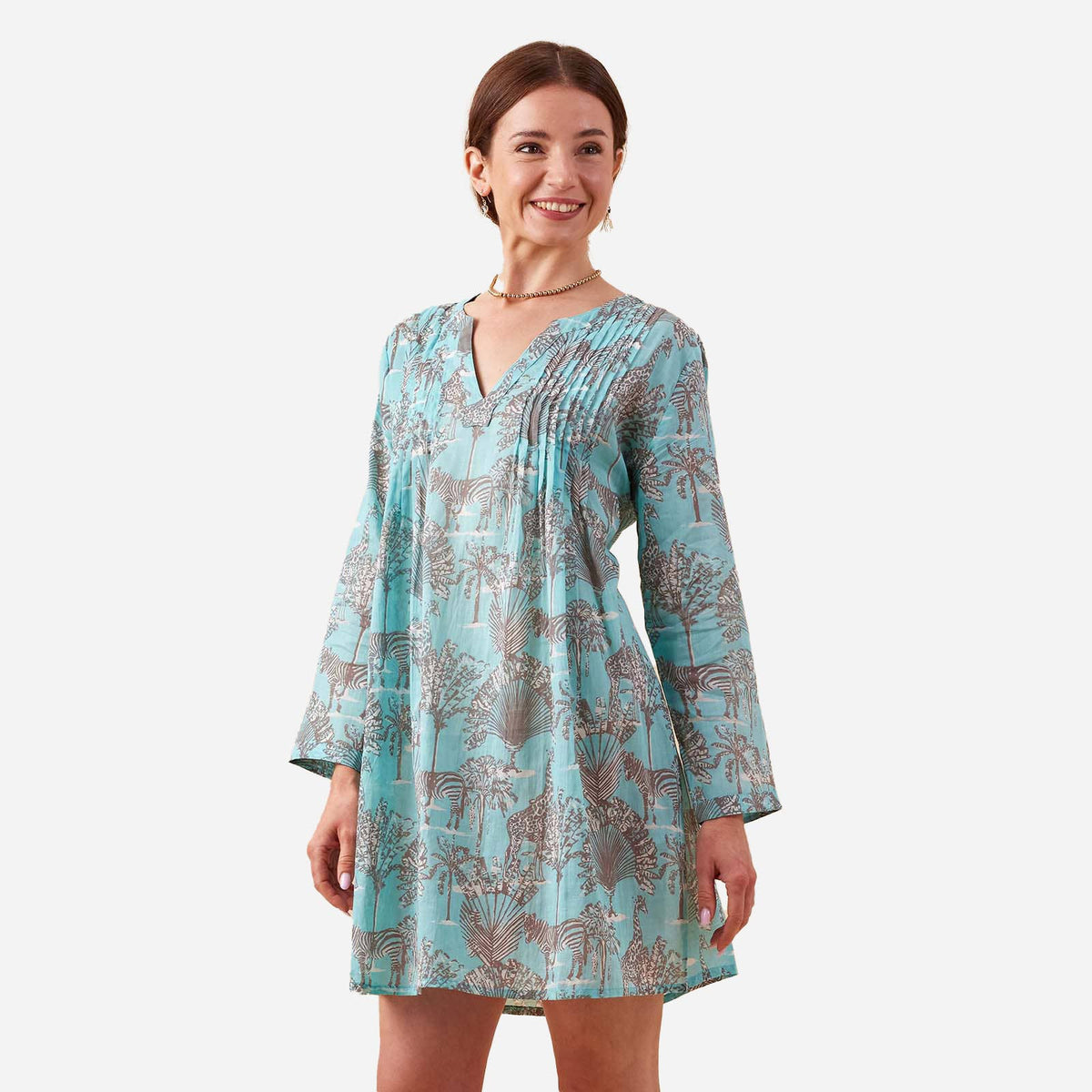 Safari Animals Pintuck Beach Coverup