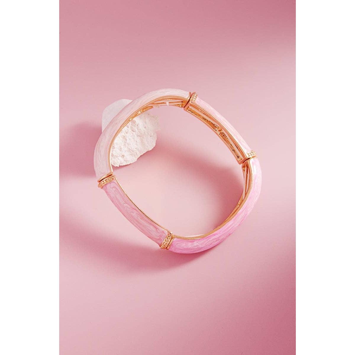 Square Color Enamel Stretch Bangle Bracelet