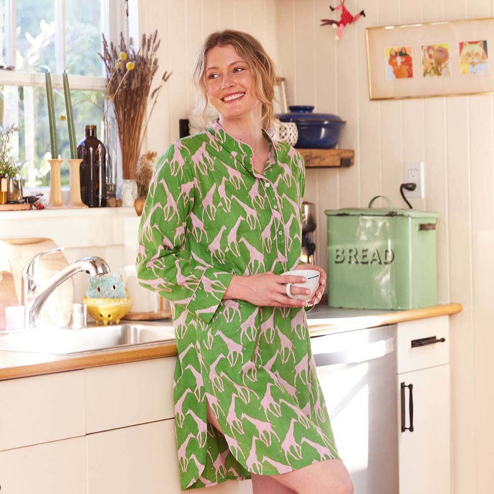 Giraffe Green and Pink Night Shirt