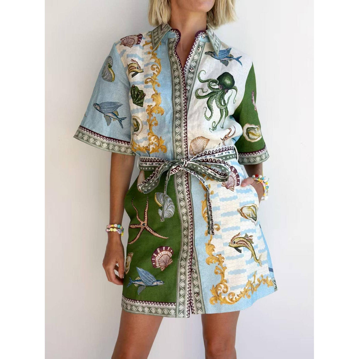 Halobios Belted Shirt Dress