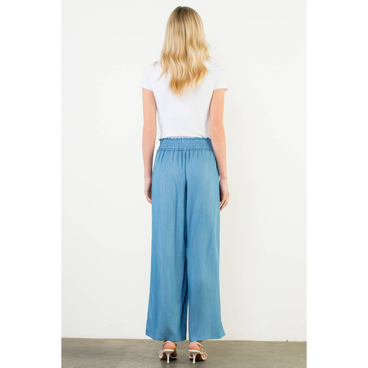 Sadie Elastic Waist Chambray Pants