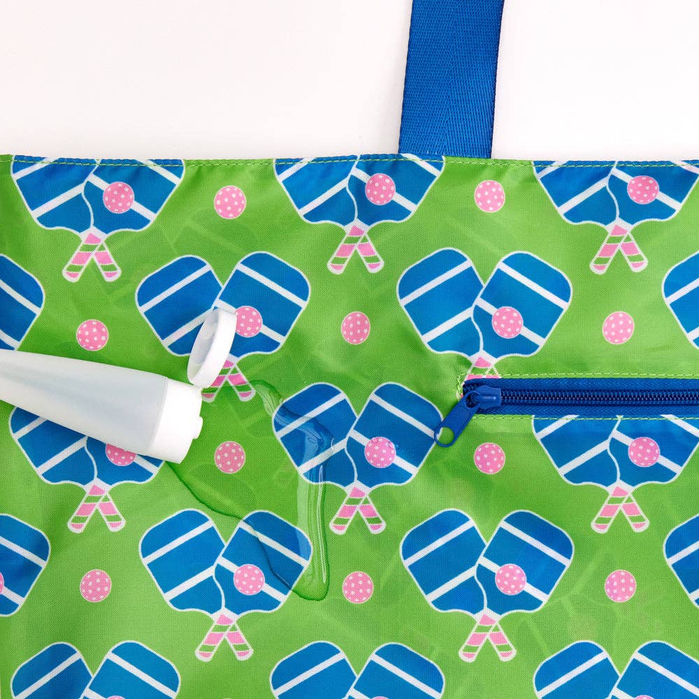 Pickleball Fun Splash Proof Beach Bag