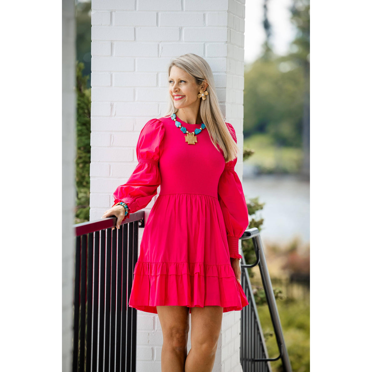 Turquoise Sea Jasper Nuggets with Neal Cross Necklace