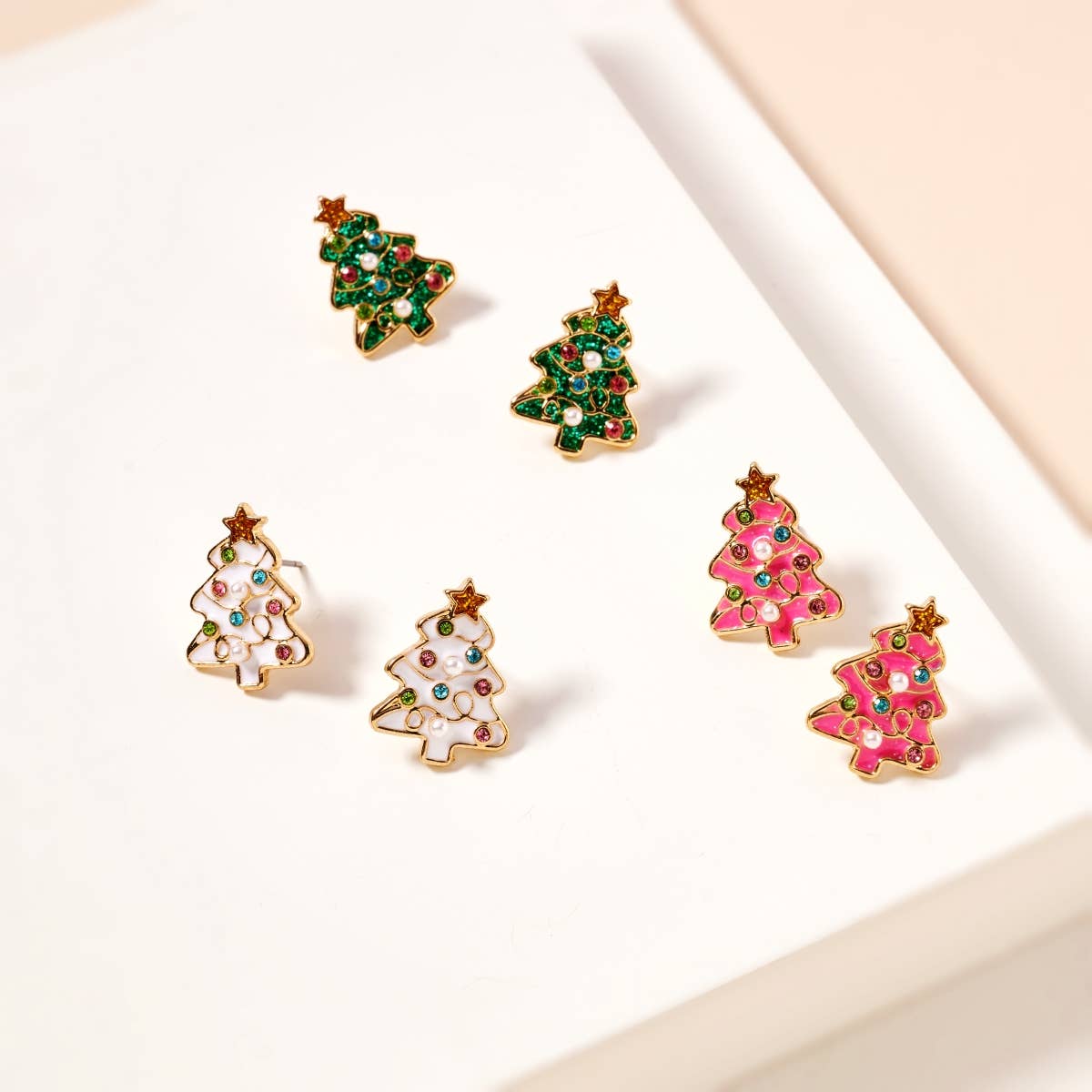 Christmas Tree Enamel Stud Earrings