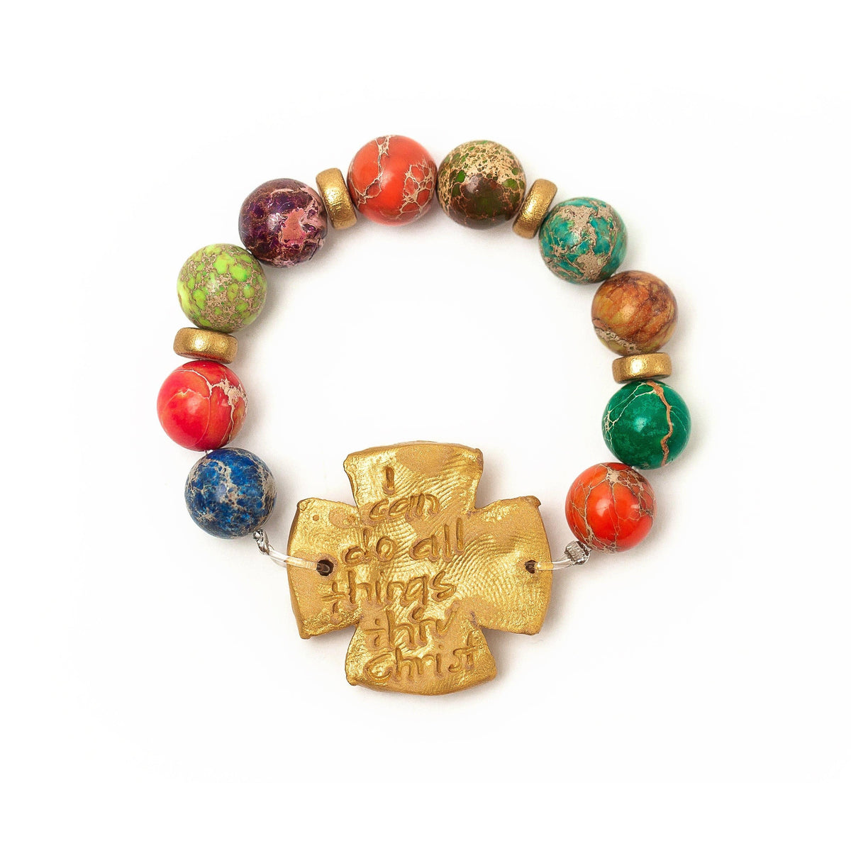 Multicolored Sea Jasper with Rachel Cross Bracelet