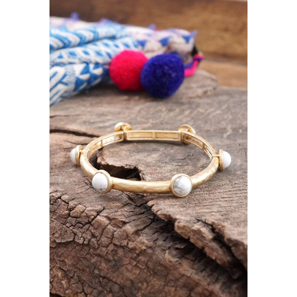 Jeweled Hammered Bangle