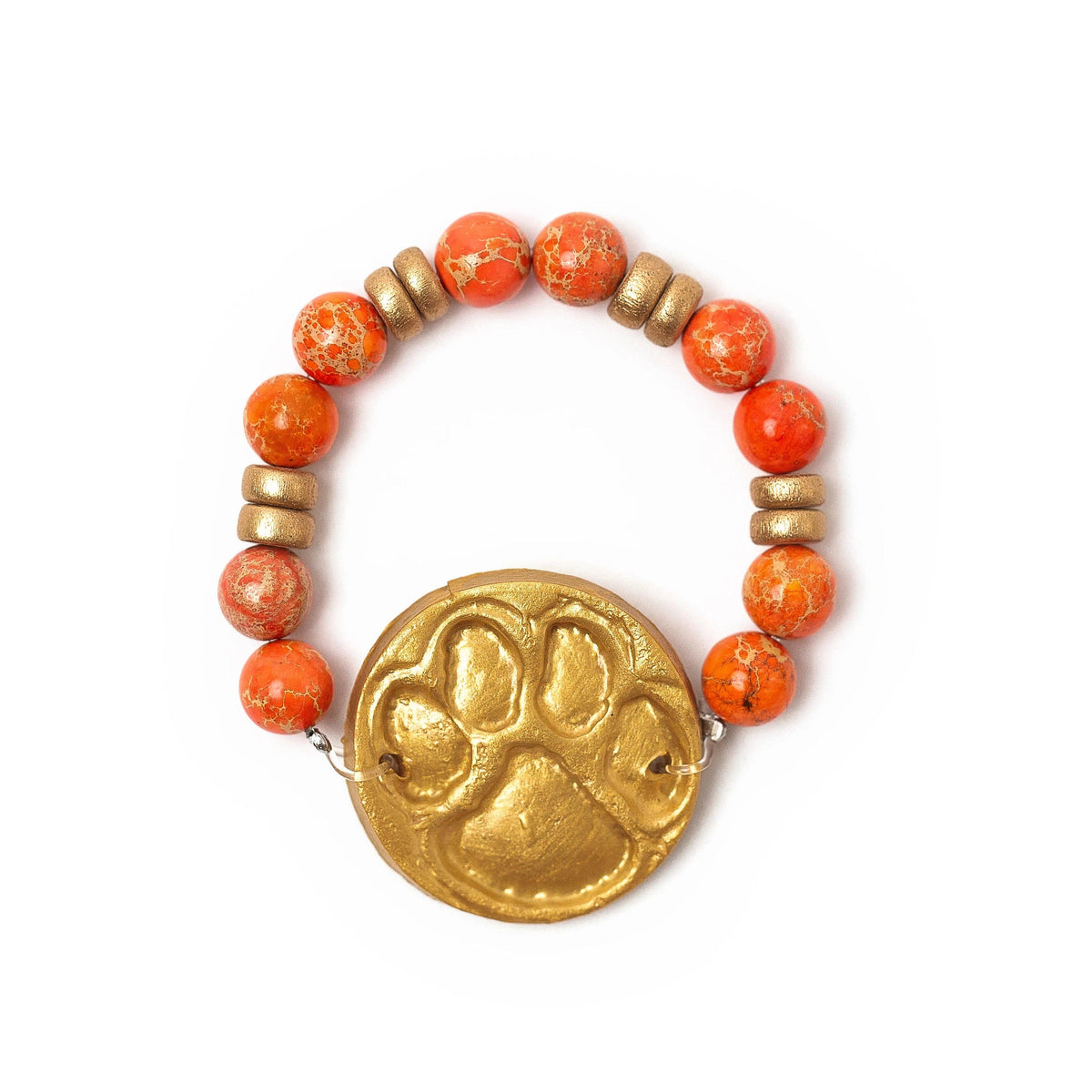 Orange Sea Jasper with Tiger Paw Bracelet