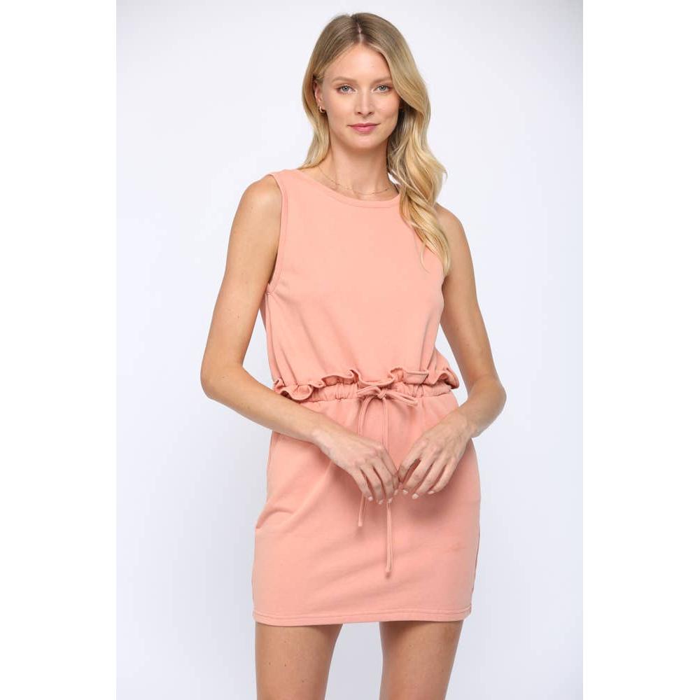 Elastic Waist Sleeveless Terry Dress