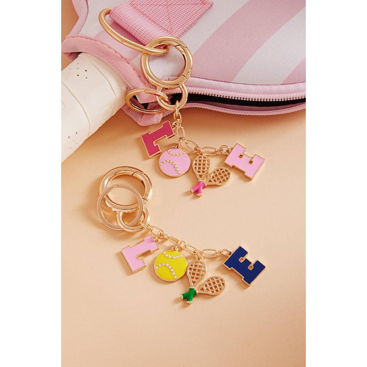 Sports Love Tennis Bag Charm and Keychain