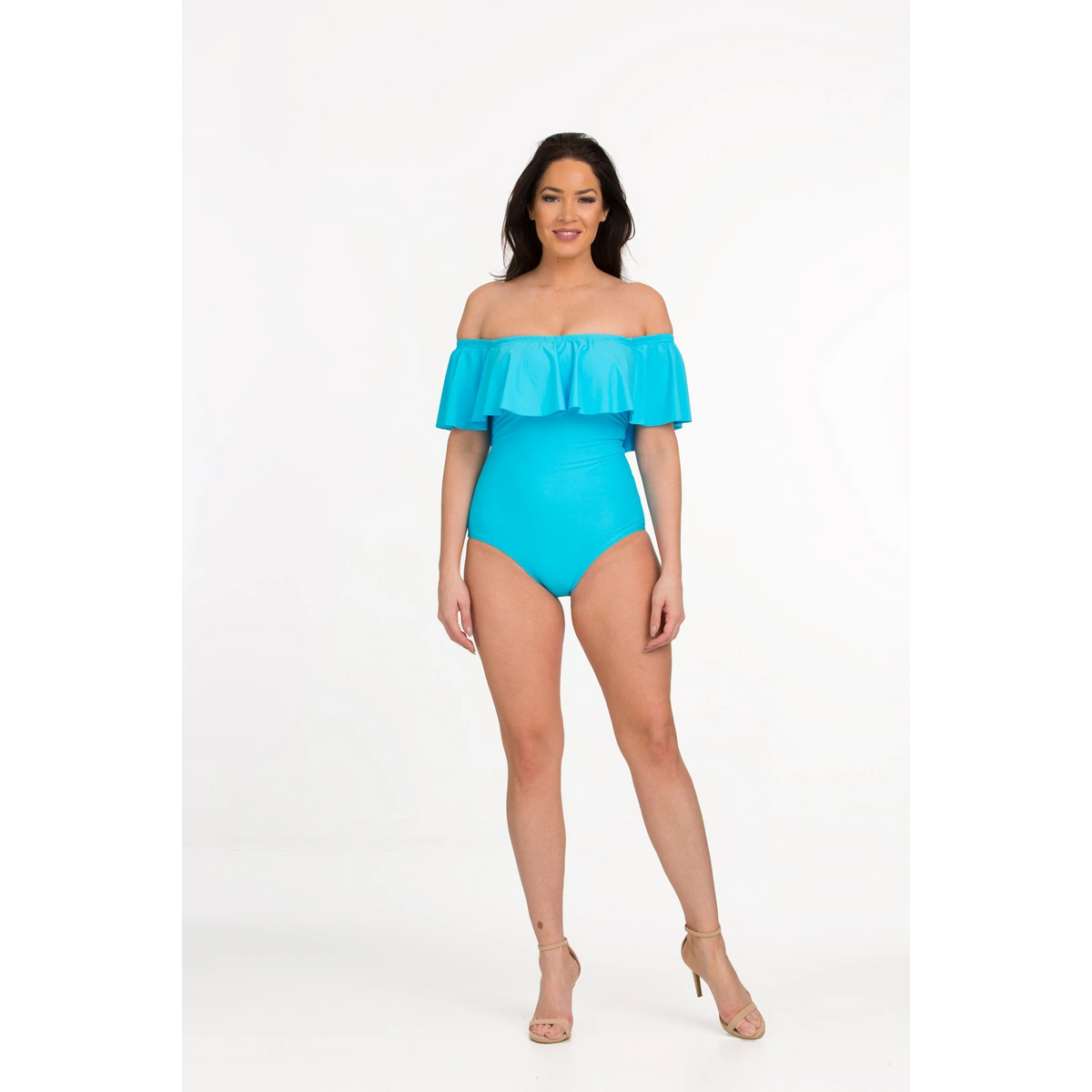 Solid Ruffle One Piece with High Leg