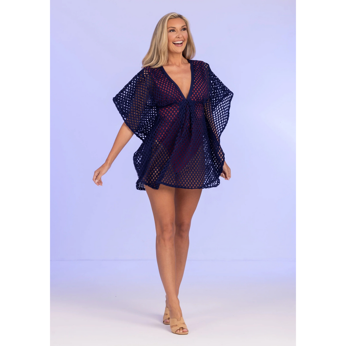 V-Neck Mesh Kaftan Cover Up