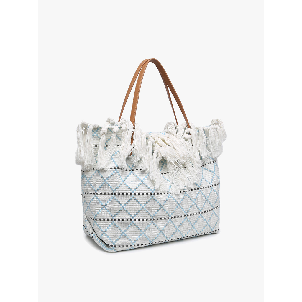 Madison Woven Fringe Tote - Thumbnail 2