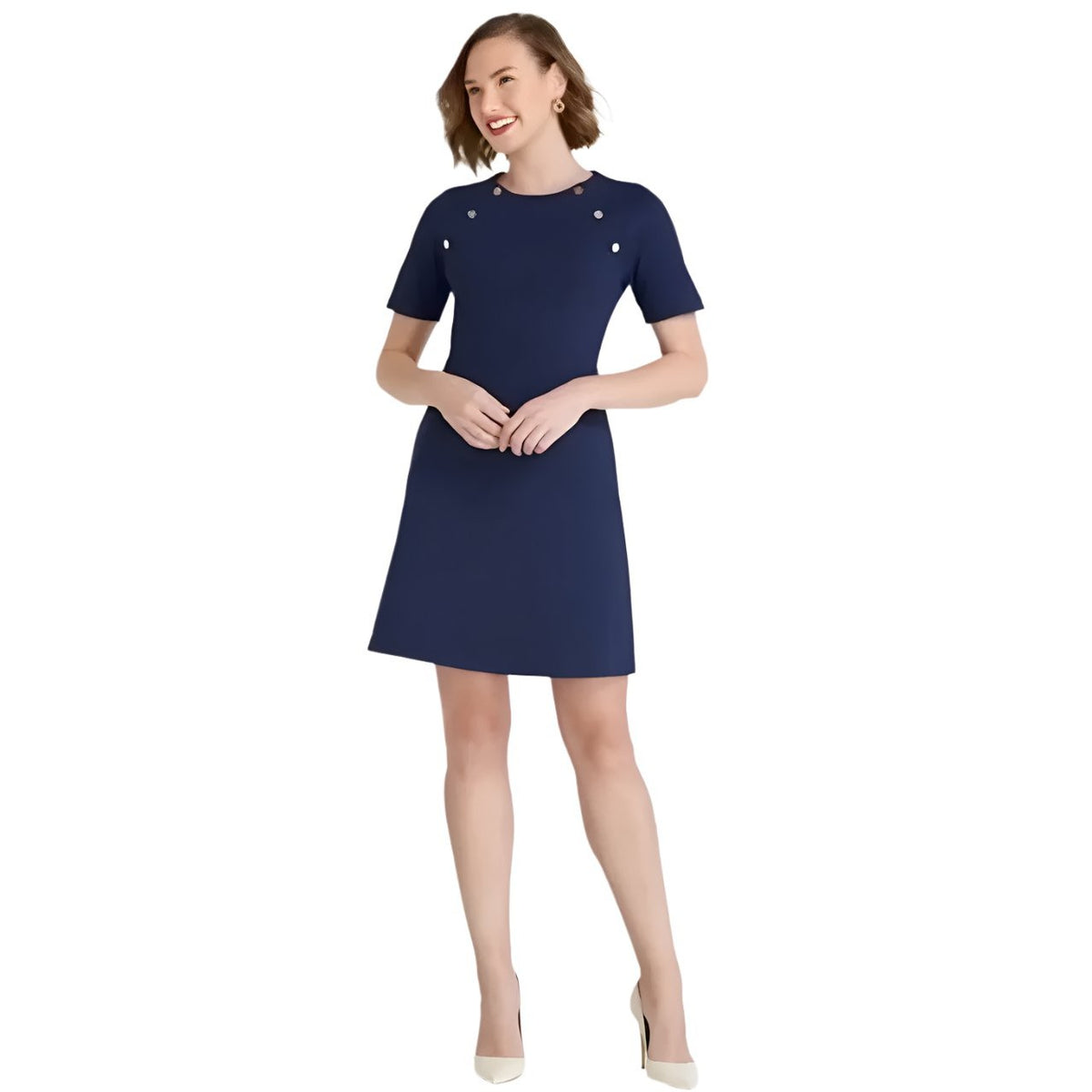knitted sailor dress Madeleine yellow sailor-collar knitted dress