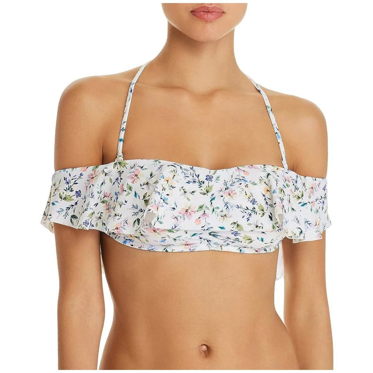 Botanical Garden Flounce Bandeau Bikini Top