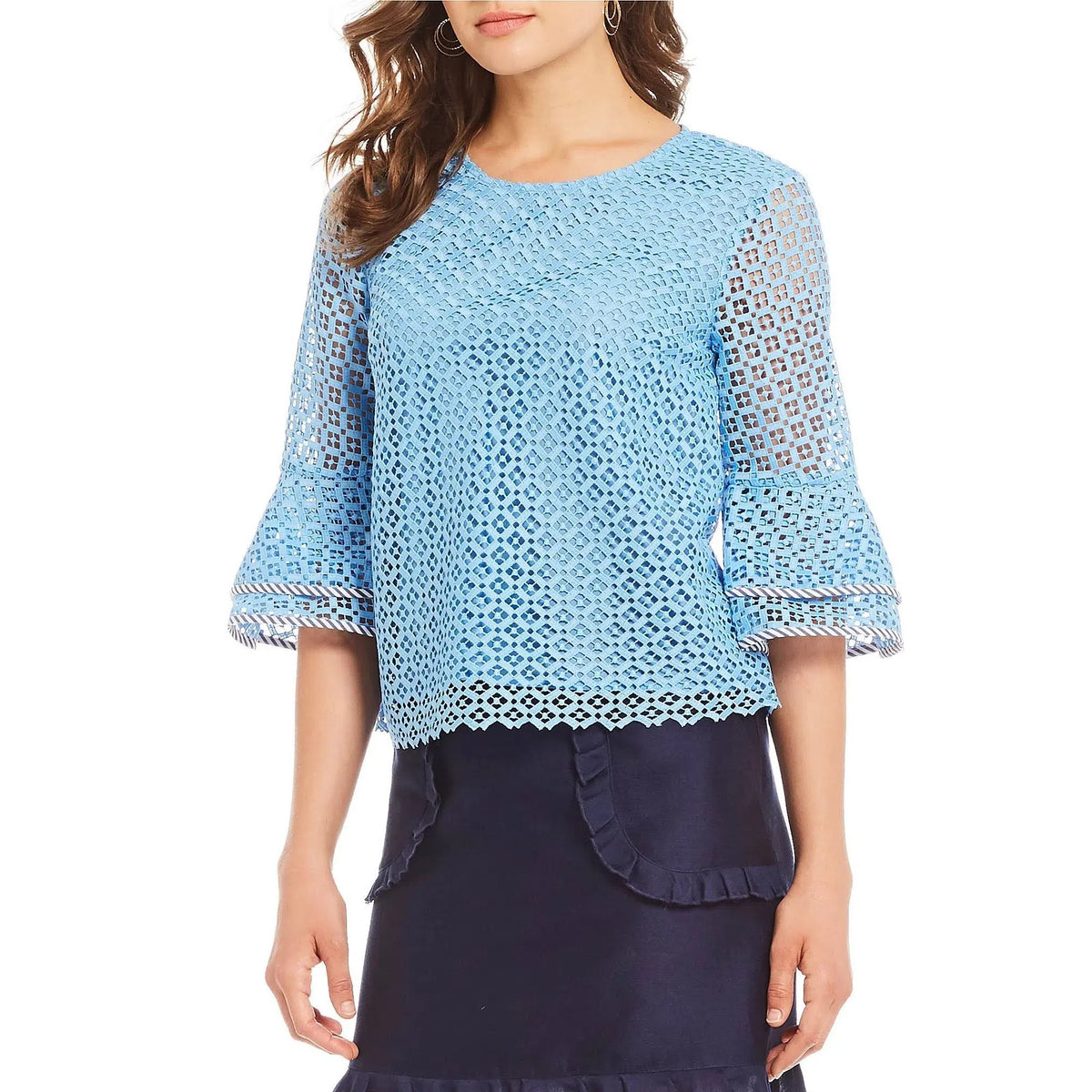 Lattice Double Bell Blouse Top