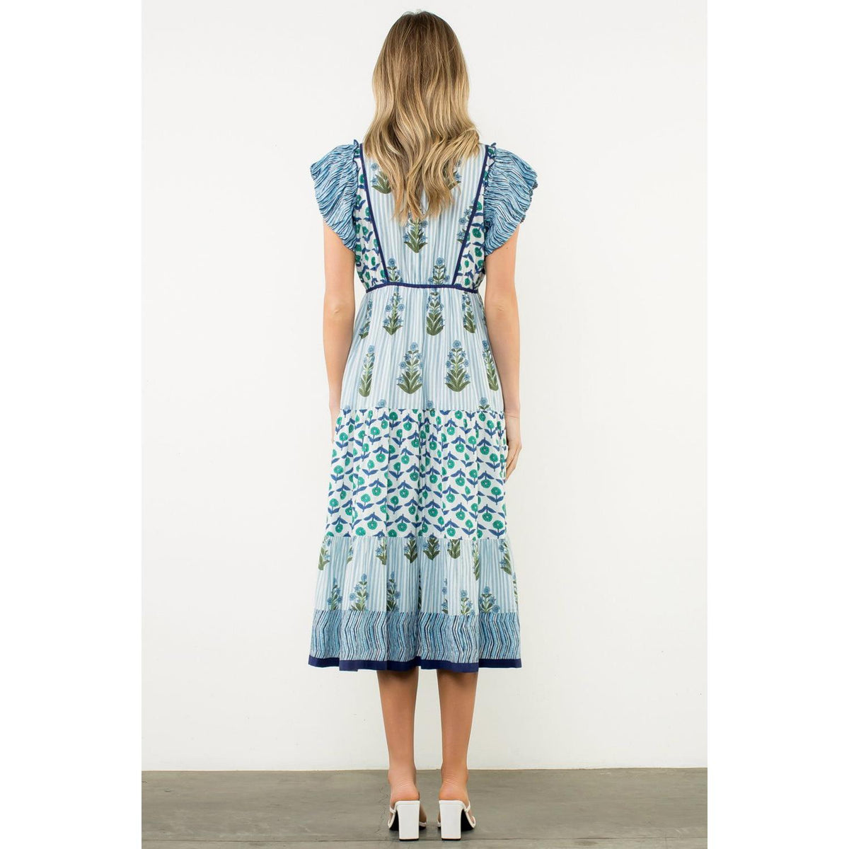 Laia Embroidered Flutter Sleeve Maxi Dress