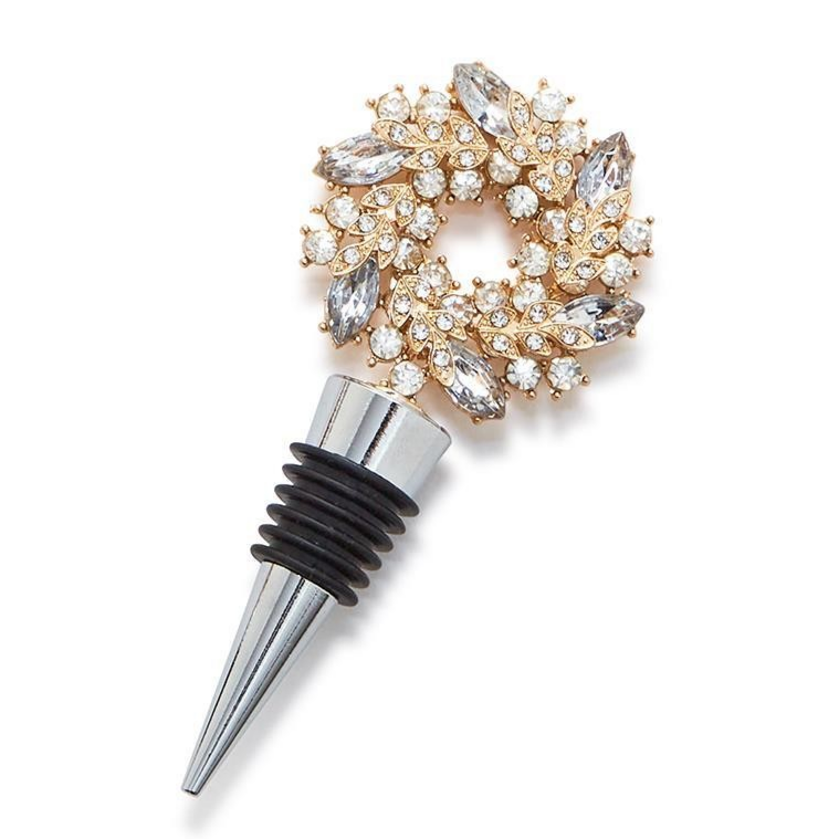 Holiday Wreath Jeweled Bottle Stoppers