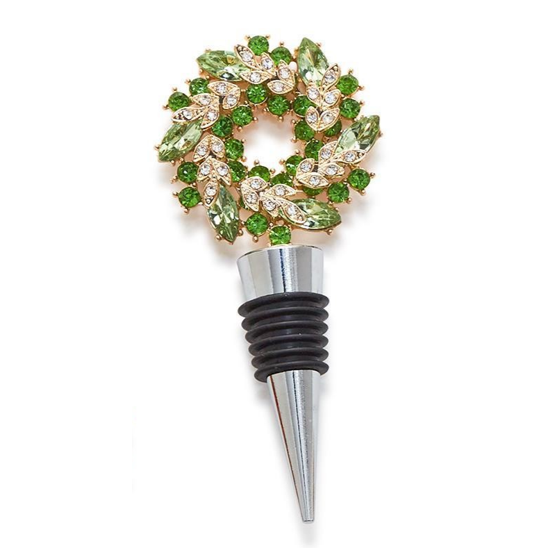 Holiday Wreath Jeweled Bottle Stoppers