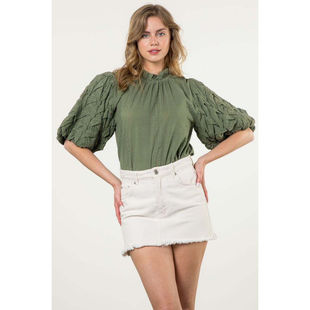 Hand Pleated Sleeve Top