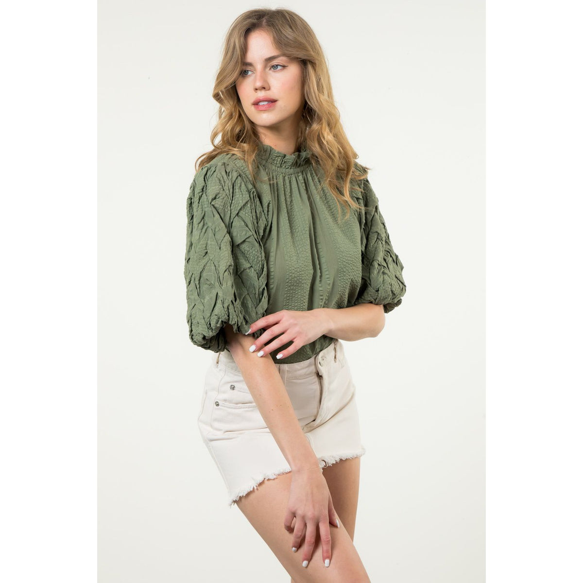 Hand Pleated Sleeve Top