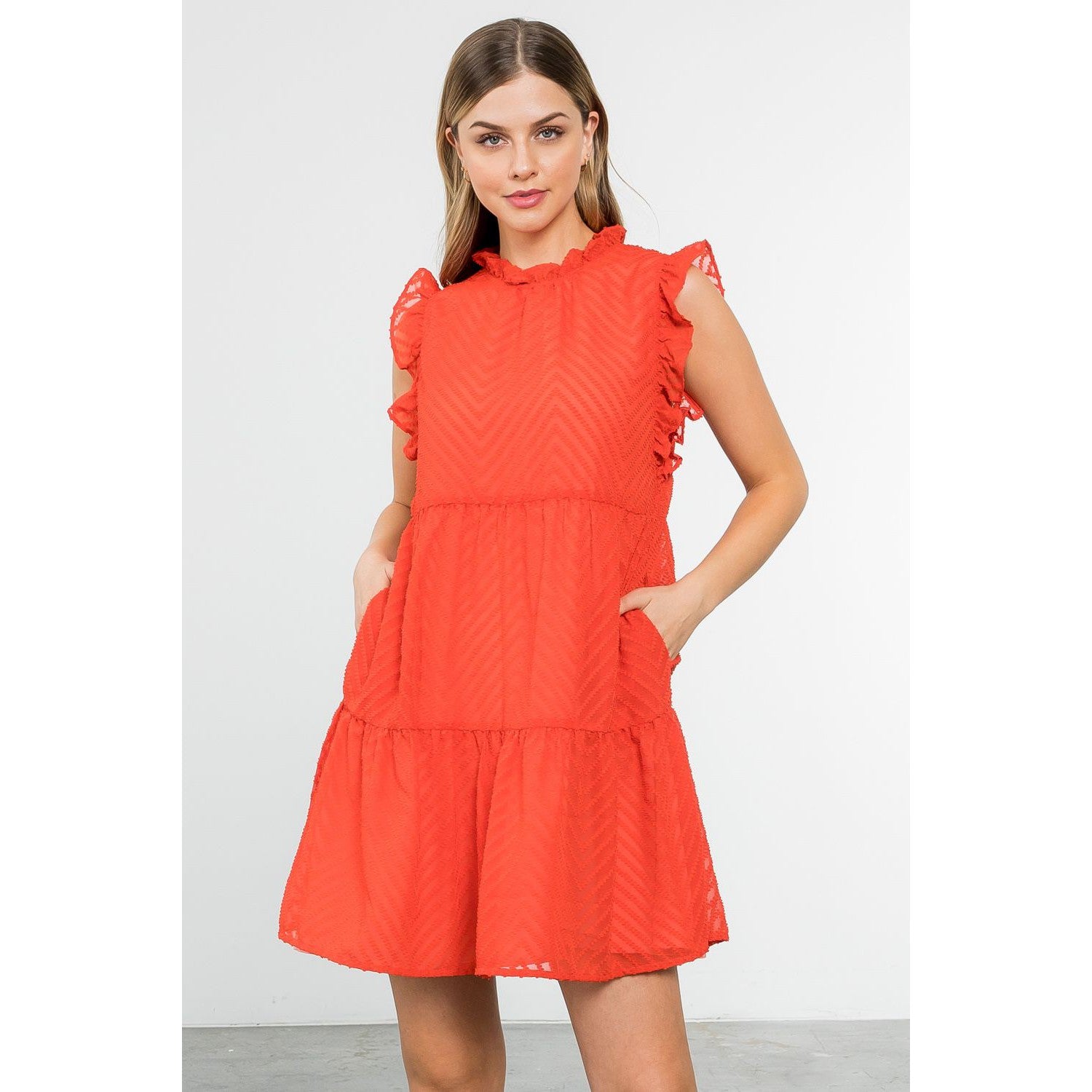 Tiered ruffle 2024 sleeve dress